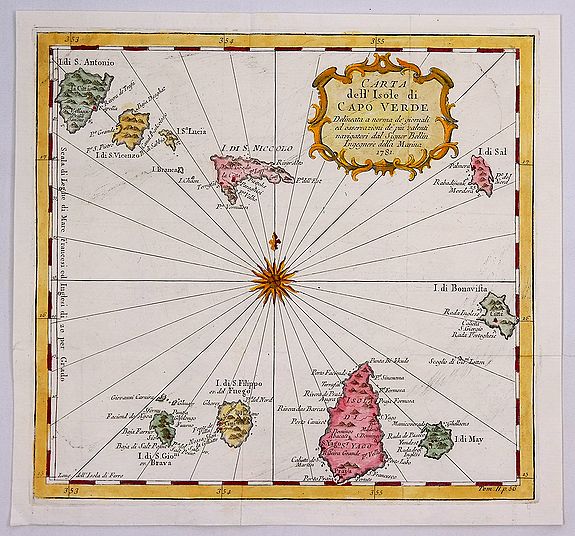BELLIN, J., Carta dell Isole di Capo Verde., antique map, old maps