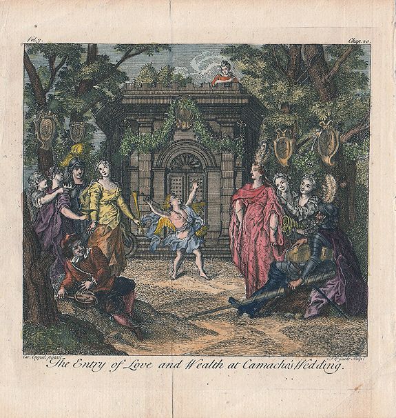 Gerard van der Gucht after Charles-Antoine Coypel, The Entry of Love and Wealth at Camacho's Wedding (together with) The Entry of Sheperds at Camacho's Wedding., antique map, old maps