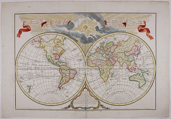 DEZAUCHE, J. A., Mappemonde a l'usage de l'instr.uction Par Guillaume Delisle et Philippe Buache et de l'Académie des Sciences Revue et Augmentée des N les Découvertes par Dézauche en 1800., antique map, old maps