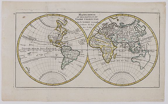 VAUGONDY, Gilles Robert de, Mappe Monde ou Description Du Globe Terrestre . . ., antique map, old maps