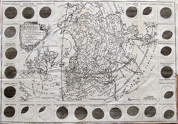 SMITH, G., The Geography of the Great Solar Eclipse of July, 14 MDCCXLVIII : Exhibiting an accurate Map of all parts of the Earth in which it will be visible, with the North Pole, according to the latest discoveries., antique map, old maps