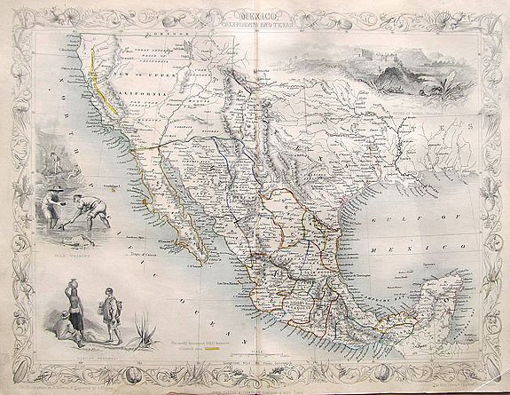 TALLIS, John., Mexico, California and Texas., antique map, old maps