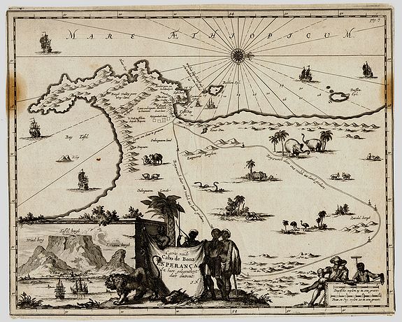 NIEUHOFF, J., Caerte vande Cabo de Bona Esperança / En haer gelegentheyt daer omtrent., antique map, old maps