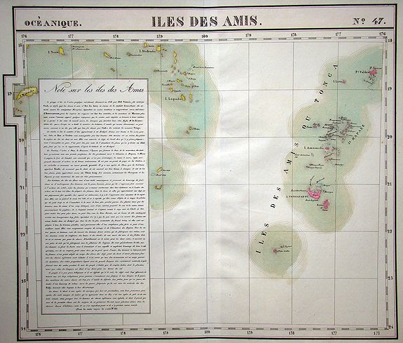 VANDERMAELEN,Ph., Iles des Amis. Océanique N°47, antique map, old maps