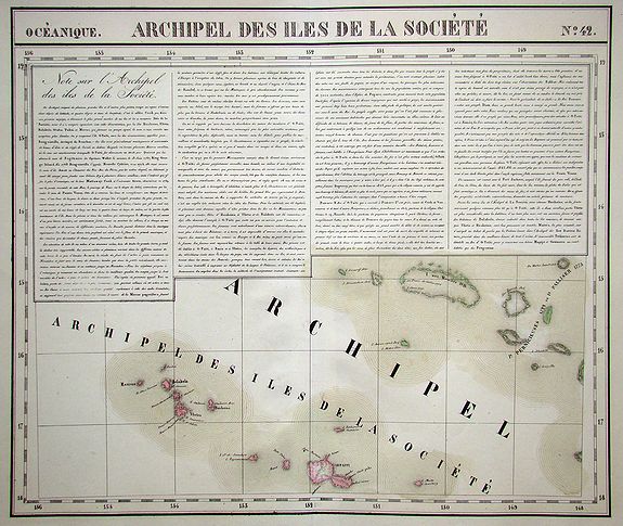 VANDERMAELEN,Ph., Archipel des Iles de la Société. Océanique N°42, antique map, old maps