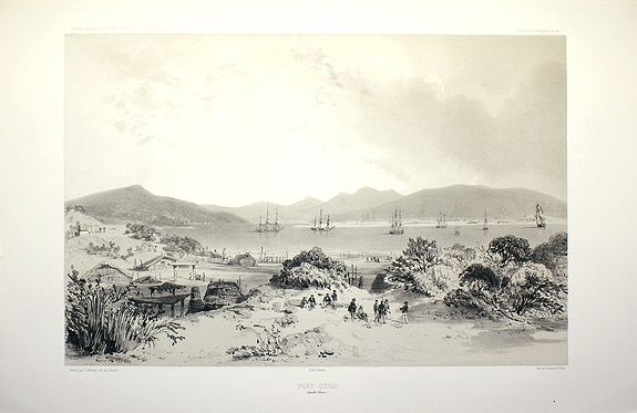 LE BRETON, Louis Auguste Marie, Port d'Otago (Nouvelle Zélande), antique map, old maps