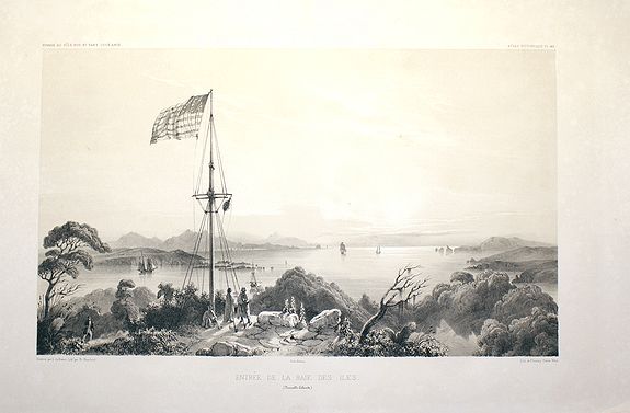 LE BRETON, Louis Auguste Marie, Entrée de la Baie des Isles (Nouvelle Zélande), antique map, old maps