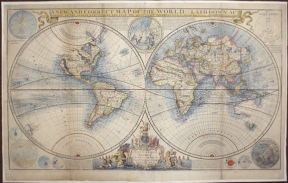 MOLL, Herman, A new and correct map of the world, laid down according to the newest discoveries, and from the most exact observations, by Herman Moll, Geographer., antique map, old maps
