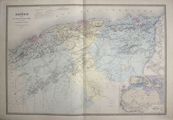 ANDRIVEAU-GOUJON, E., Algérie d'après les cartes de L'état-major et les documents du Ministère de la Guerre, antique map, old maps