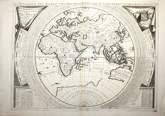 CORONELLI, Vicenze Maria, Planisfero del Mondo Nuovo, Descritto dal P. Coronelli, Cosmografo Publico., antique map, old maps