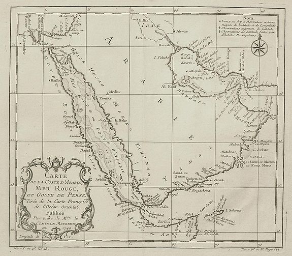 Bellin, J. N., Carte de la Coste d'Arabie, Mer Rouge, et Golfe de Perse,... , antique map, old maps