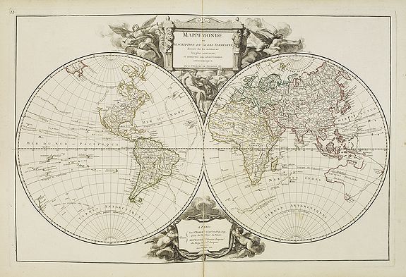 ROBERT DE VAUGONDY, D., Mappemonde ou description du globe terrestre . . ., antique map, old maps