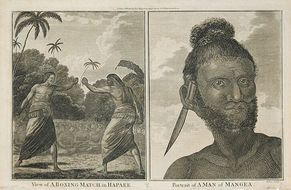 PELTRO / HOGG, A., View of A Boxing Match in Hapaee / Portrait of A Man of Mangea., antique map, old maps