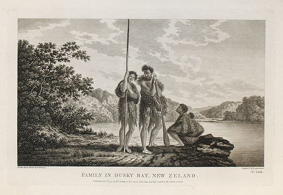 HODGES, W. / LERPINIERE D., Family in Dusky Bay, New Zeland., antique map, old maps