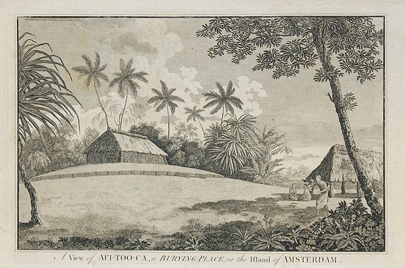COOK, J., A View of Afi-Too-Ca, a Burying Place, in the Island of Amsterdam., antique map, old maps
