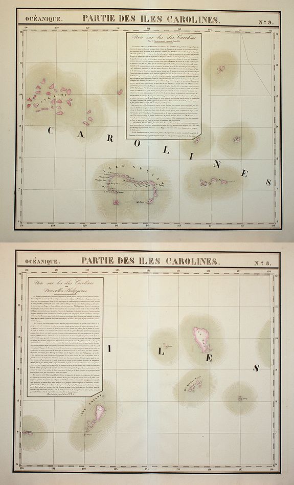 VANDERMAELEN,Ph., Partie des iles Carolines. Océanique N°8 / Partie des iles Carolines. Océanique N°9, antique map, old maps