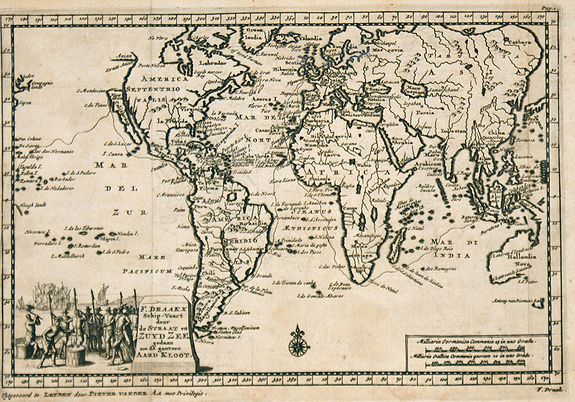 VAN DER AA, P., F.Draakx Ship-Vaart door de Straat en Zuyd-Zee ..., antique map, old maps