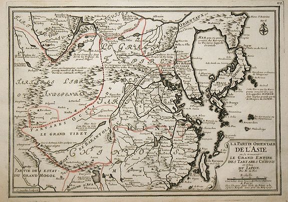 DE FER, N., La partie orientale de L'Asie ou se trouvent le Grand Empire des Tartares chinois ..., antique map, old maps