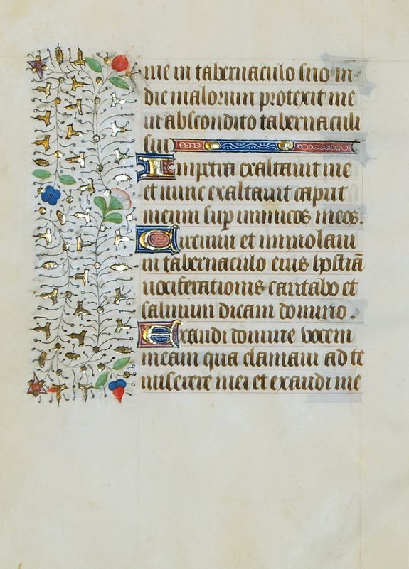 ANONYMOUS, A manuscript leaf from a Book of Hours., antique map, old maps