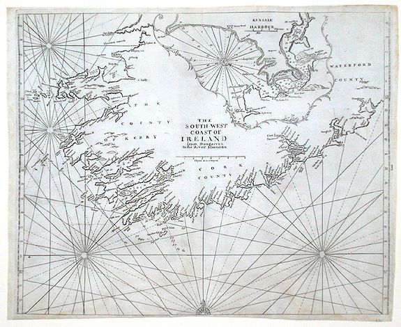 MOUNT R & PAGE, T., The Southwest Coast of Ireland from Dungarvan to the River Shannon., antique map, old maps