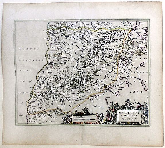 BLAEU, J., Carricta Meridionalis, The South part of Carrick., antique map, old maps