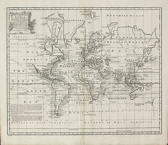 Bowen, E., A New & Accurate Chart of the World, antique map, old maps