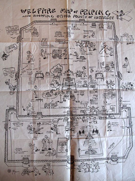 ATTERBURY, Welfare Map of Peiping., antique map, old maps