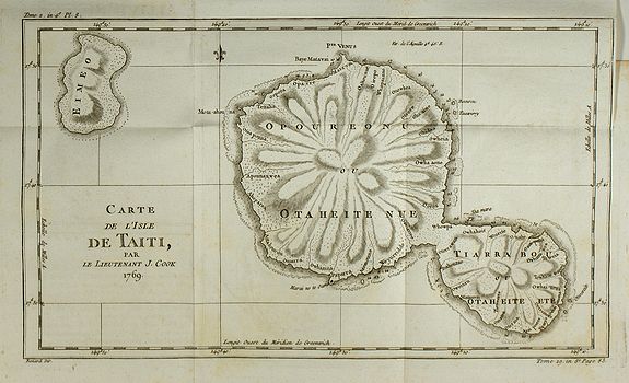 COOK, J., Carte de l'Isle de Taiti …, antique map, old maps