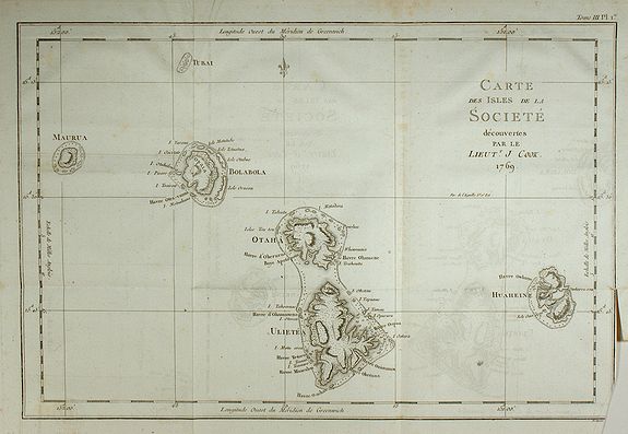 COOK, J., Carte des Isles de la Société …, antique map, old maps