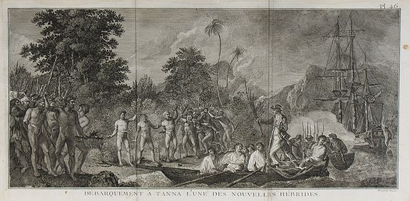 COOK, J., Débarquement à Tanna …, antique map, old maps