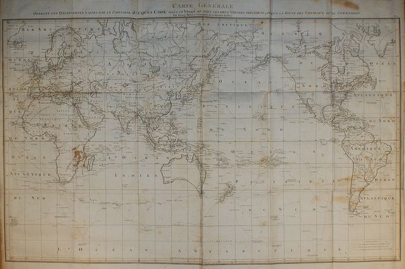 COOK, J., Carte Générale Offrant les Découvertes faites par le Capitaine Jacques Cook dans ce Voyage et dans les deux Voyages précédens …, antique map, old maps