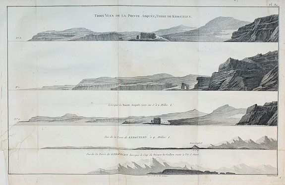 COOK, J., Trois Vues de la Pointe Arquèe, …, antique map, old maps