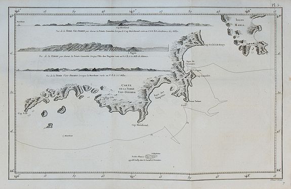 COOK, J., Carte de la Terre Van-Diemen., antique map, old maps