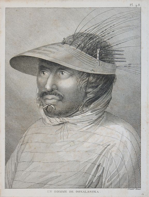 COOK, J., Un homme de Oonalashka., antique map, old maps