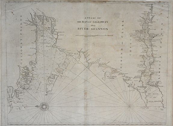 MOUNT / PAGE, A Chart of the Bay of Galloway and River Shannon. . ., antique map, old maps