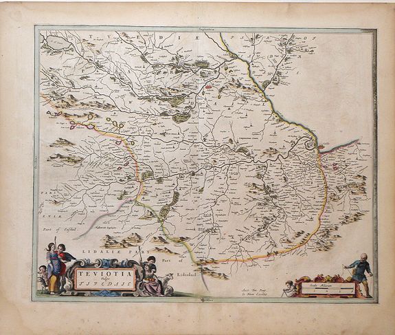 BLAEU, J, Teviotia Vulgo Tivedail, antique map, old maps