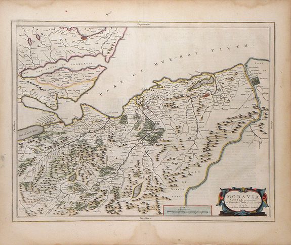 BLAEU, J, Moravia Scotiae provincial. . ., antique map, old maps