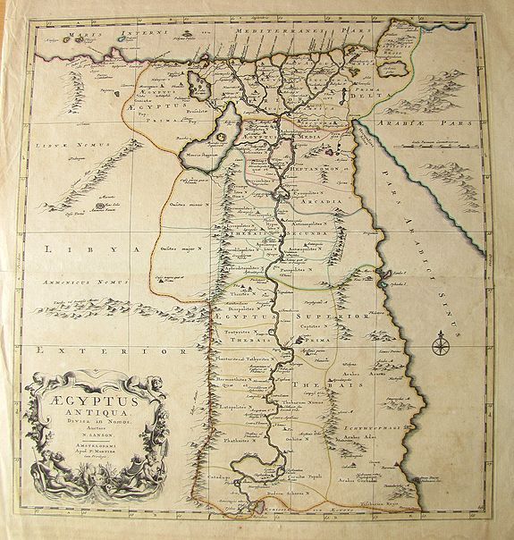 MORTIER, P., Aegyptus Antiqua Divisa in Nomos., antique map, old maps