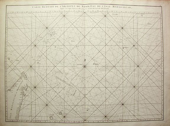 MANNEVILLETTE, J. B. , Carte réduite de l'Archipel du Nord-Est de l'Isle Madagascar depuis la lingne Equinoctiale jusqu'au 21d.30m. de Latitude Méridionale, antique map, old maps