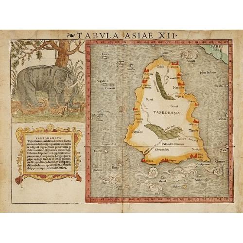 Old map image download for Tabula Asiae XII [Sri Lanka -- with Elephant]