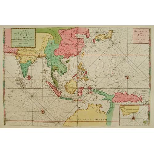 Old map image download for Carte des Costes de L'Asie sur L'Ocean Contenant les Bancs Isles et Costes &c . . . Partie Orientale de L'Asie sur L'Ocean .
