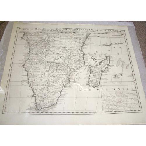 Old map image download for Carte du Royaume de Congo, du Monomotapa et de la Cafrerie. 