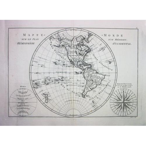 Old map image download for MAPPE-MONDE SUR LE PLAN D'UN MÉRIDIEN. HÉMISPHÈRE OCCIDENTAL.