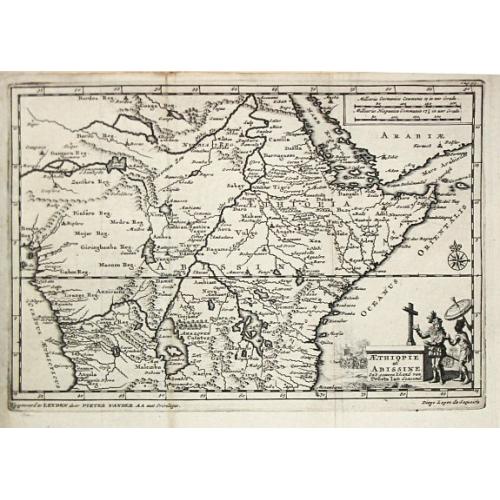 Old map image download for Aethiopie of Abissine. In 't gemeen 't Land van Preste Jan Genoemd.