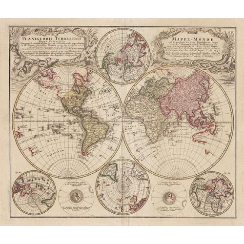 Old map image download for Planiglobii Terrestris Mappa Universalis ... / Mappe-Monde qui represente les deux Hemispheres ...