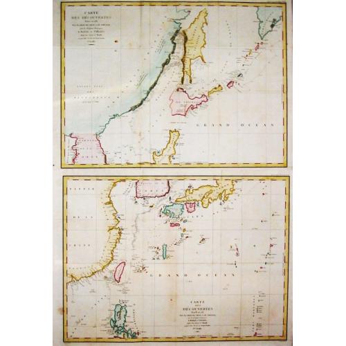 Old map image download for Carte des découvertes Faites en 1787 dans les Mers de Chine et de Tartarie, 1e Feuille/ 2e Feuille.