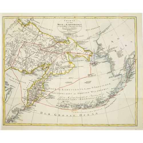 Old map image download for Charte von dem Meer von Kamtschatka mit Capt. Jos. Billings und Mart. Sauers Reise Routen..