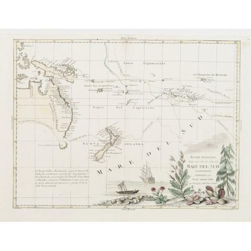 Old map image download for Nuove Scoperte Fatte nel 1765 . 67. e 69 nel Mare de Sud.