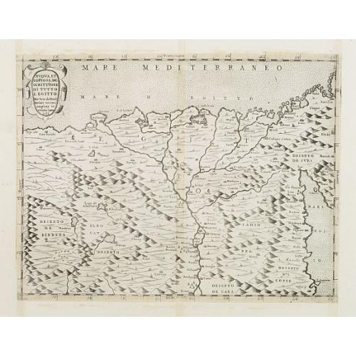 Old map image download for NVOVA, ET / COPIOSA, DE= / SCRITTIONE / DI TVTTO / L'EGITTO / Pur hora da Paulo / Forlani Veronese / intagliata. in / Venetia l'anno / 1566.