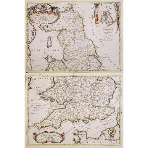 Old map image download for [2 sheets] Parte settentrionale del regno d'inghilterra.. [with] Parte Meridionale der regno . . .